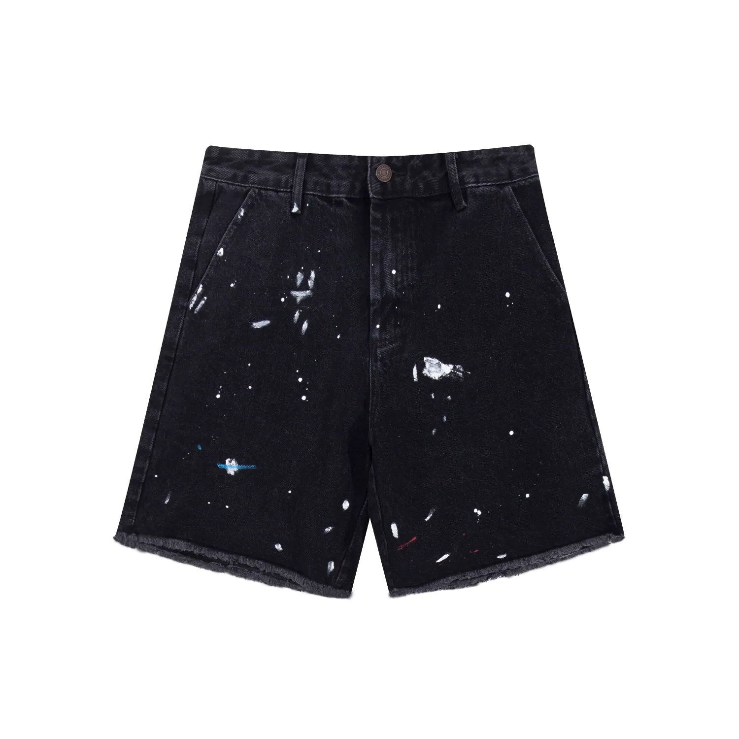 667#Gallery Dept New Retro Splash Ink Embroidery Logo Black Denim Shorts Casual Pants Black S~XL p200